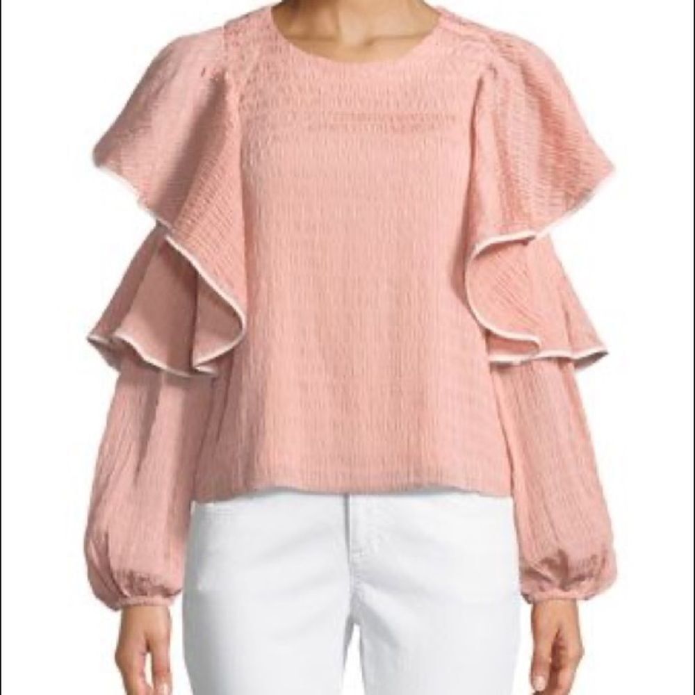 Club Monaco Ribbone Ruffle Blouson-Sleeve Blouse - Picture 3 of 9